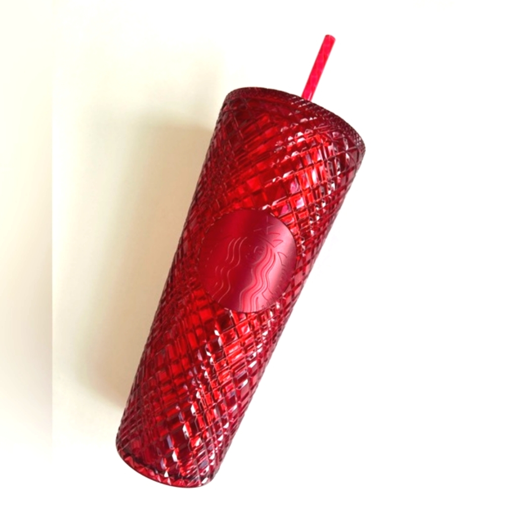 Starbucks Ruby Red Bejeweled Tumbler with Lid and Straw